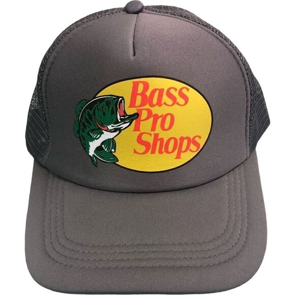 NEW Bass Pro Shop Gray Yellow Green Equipment Trucker Cap - Picture 1 of 5